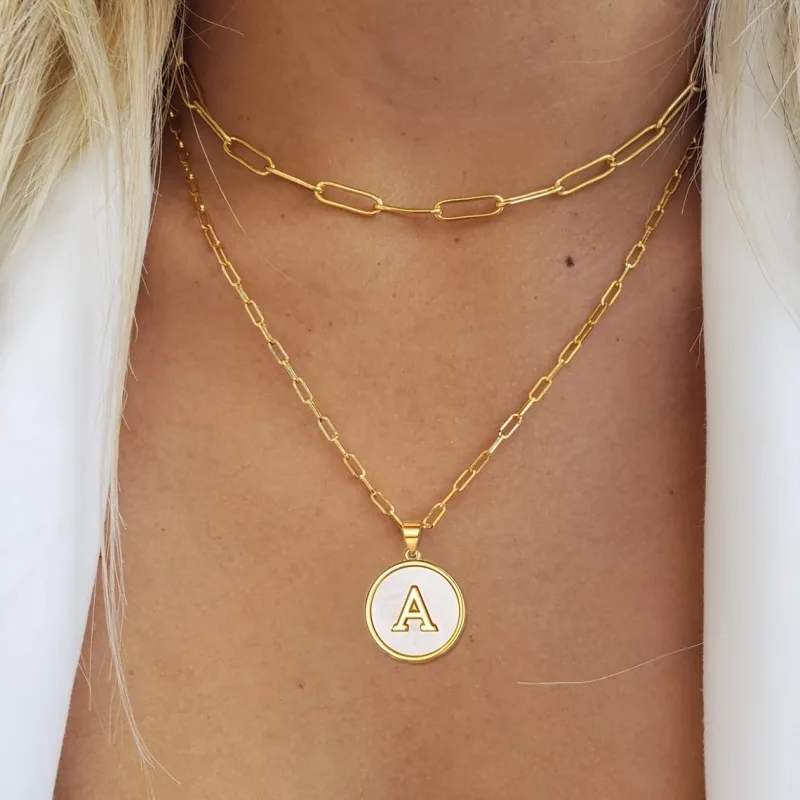 Minimalist Initial Enamel White A-Z Pendant Personalize Letter Pendant Double Layer Chain Necklace for Women Men Jewelry Gift
Minimalist Initial Enamel White A-Z Pendant Personalize Letter Pendant Double Layer Chain Necklace for Women Men Jewelry Gift