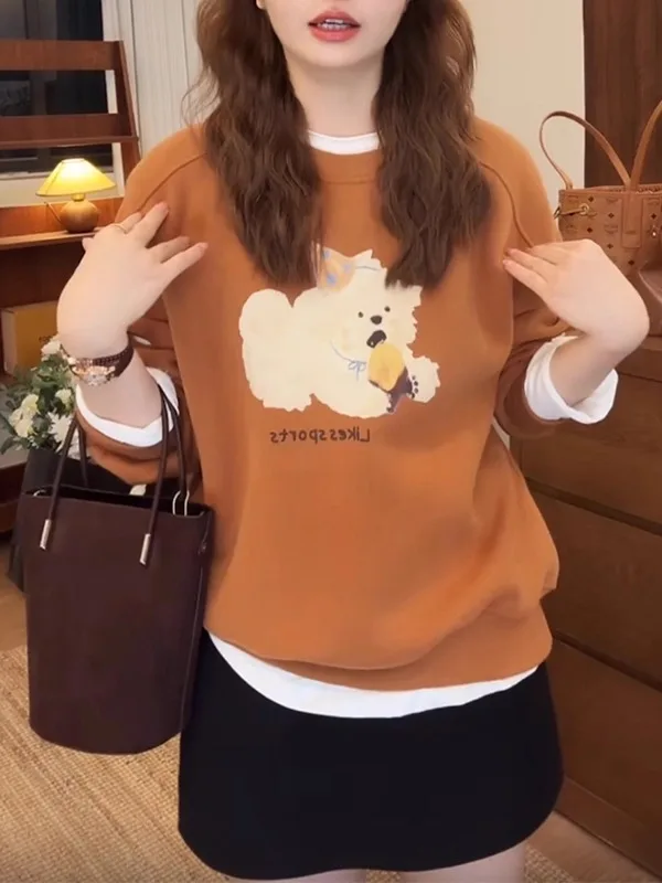 plus Size Long Sleeve Sweatshirt Women's Spring New Style Comfortable Loose round Neck Dog Print Top Korean Style Casual Wear
plus Size Long Sleeve Sweatshirt Women's Spring New Style Comfortable Loose round Neck Dog Print Top Korean Style Casual Wear