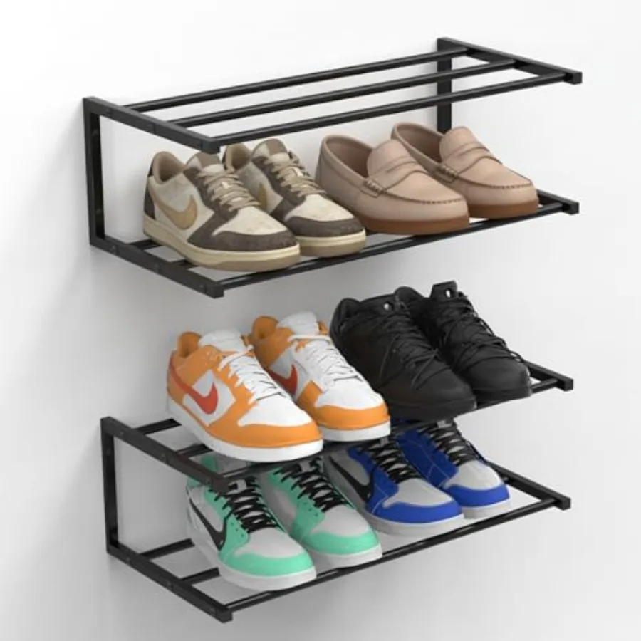 Wall Mounted Shoe Organizer 2 Pack, 25.9 Inch Wall Mounted Shoe Rack Holds 12 Pairs, Space Saving Metal Wall Shoe Rack for Smal
Wall Mounted Shoe Organizer 2 Pack, 25.9 Inch Wall Mounted Shoe Rack Holds 12 Pairs, Space Saving Metal Wall Shoe Rack for Smal