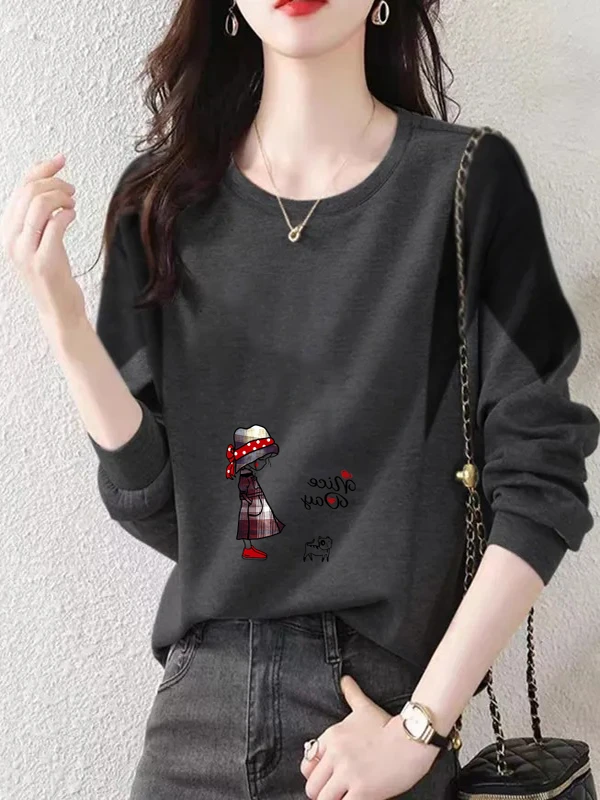Loose Fit Long Sleeve Crew Neck Sweatshirt New Style T-Shirt Splicing plus Size Versatile Spring Autumn Middle Age Women's Top
Loose Fit Long Sleeve Crew Neck Sweatshirt New Style T-Shirt Splicing plus Size Versatile Spring Autumn Middle Age Women's Top