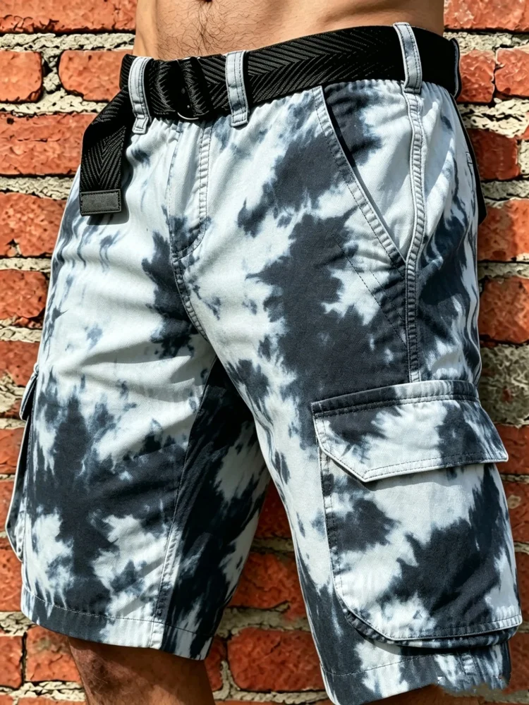 Mens Cargo Shorts Tie Dye Print Color Block Design Loose Fit Multi Pockets Elastic Waist with Belt Summer Beach Casual Shorts
Mens Cargo Shorts Tie Dye Print Color Block Design Loose Fit Multi Pockets Elastic Waist with Belt Summer Beach Casual Shorts
