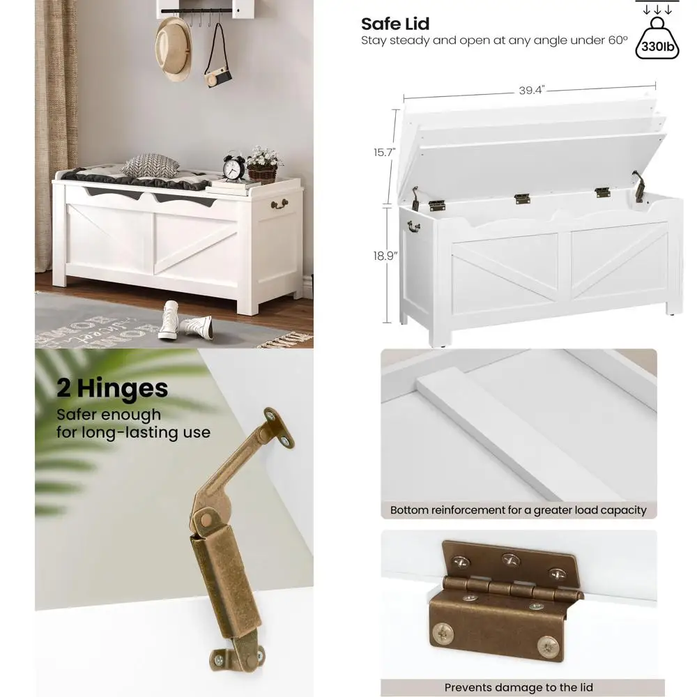 Extra Large Wooden Storage Chest with Hinges, White, Ideal for Bedroom, Living Room, Entryway
Extra Large Wooden Storage Chest with Hinges, White, Ideal for Bedroom, Living Room, Entryway