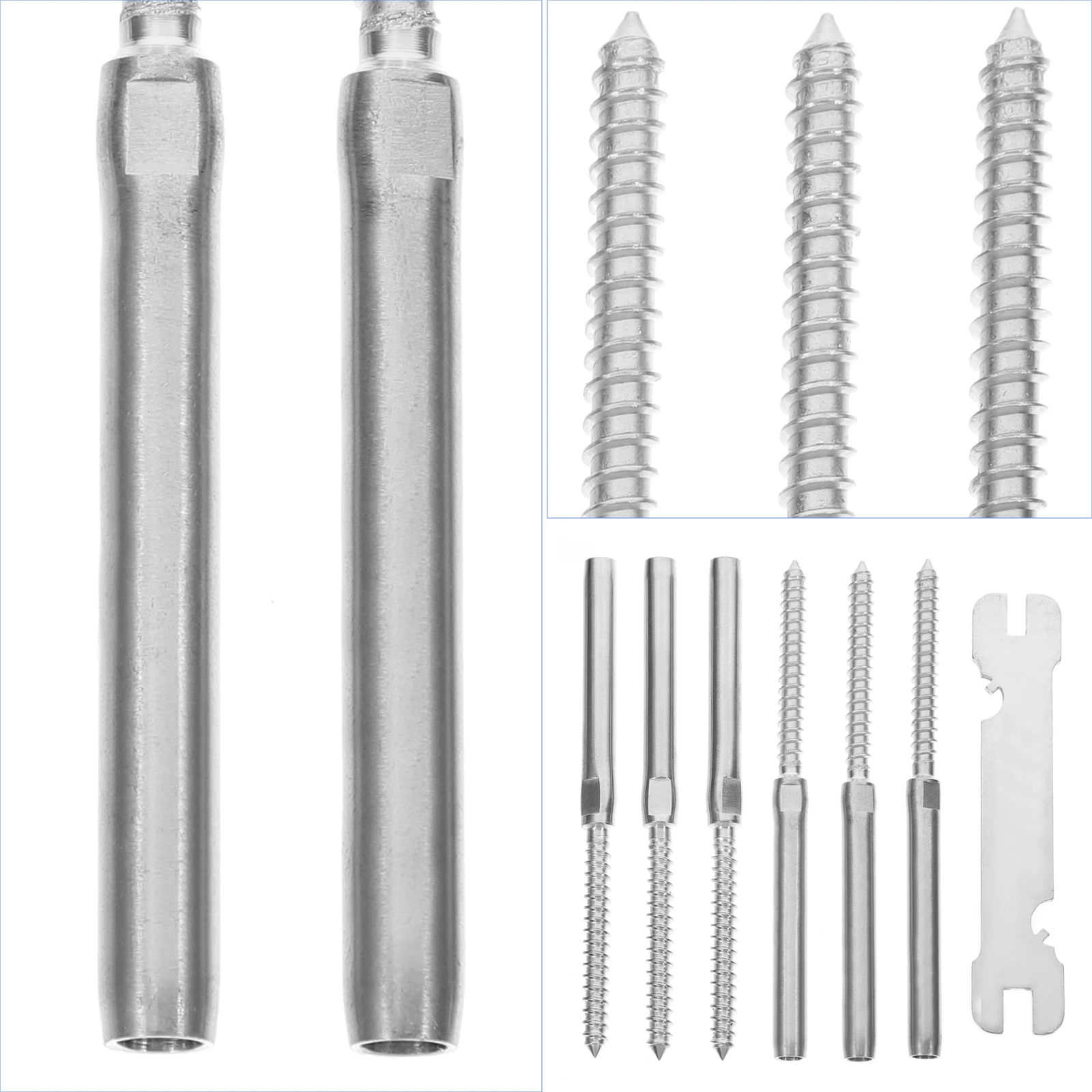 3Pairs Lag Screw Cable Railing Kit for Deck Stair Cable Railing System 316 Stainless Steel Durable Hardware
3Pairs Lag Screw Cable Railing Kit for Deck Stair Cable Railing System 316 Stainless Steel Durable Hardware