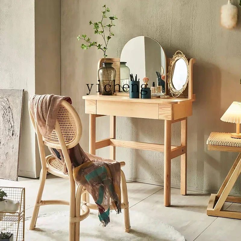 TQH6.12 Solid Wood Dressing Table Bedroom Storage Small Homestay Rattan Makeup Table
TQH6.12 Solid Wood Dressing Table Bedroom Storage Small Homestay Rattan Makeup Table