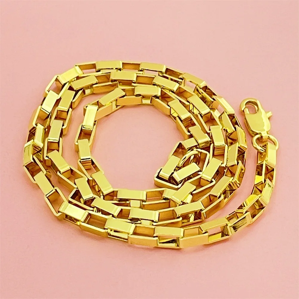 Luxury 24K 9999 Pure Gold real gold Men's and Women's Necklace Square Plaid Necklace 50CM
Luxury 24K 9999 Pure Gold real gold Men's and Women's Necklace Square Plaid Necklace 50CM