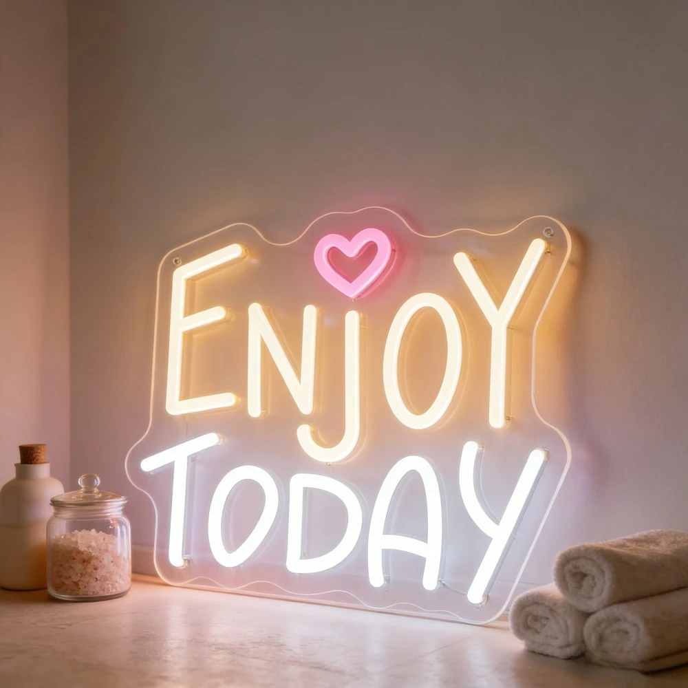 Enjoy Today Neon Sign LED USB Dimmable Night Light for Bedroom Living Room Bathroom Wall Art Desk Sign Heart Motivation Decor
Enjoy Today Neon Sign LED USB Dimmable Night Light for Bedroom Living Room Bathroom Wall Art Desk Sign Heart Motivation Decor