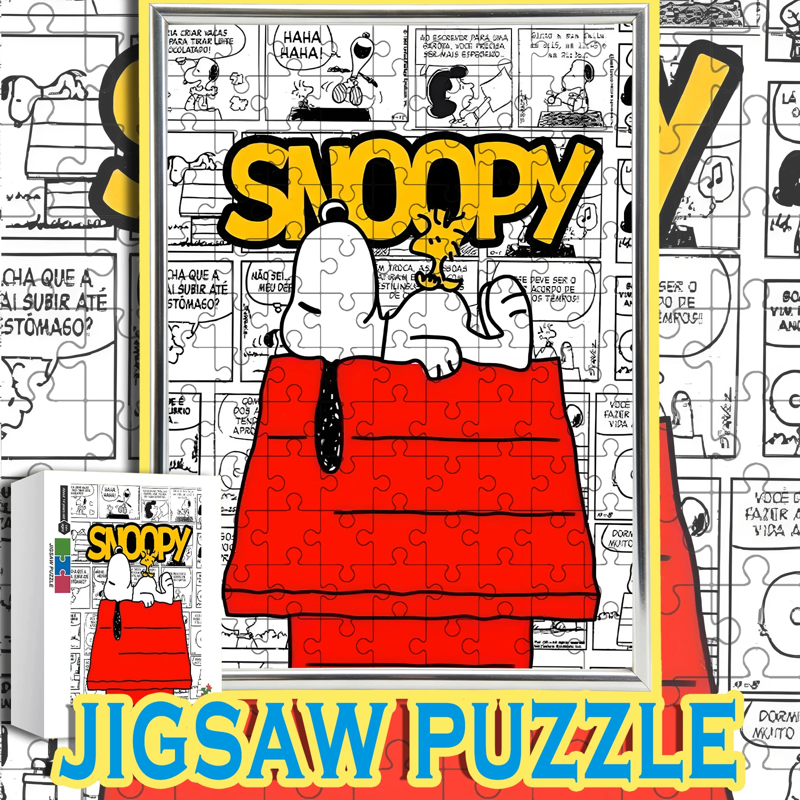 Snoopy on Red Doghouse with Woodstock Vintage Comic Strip Style Wooden Jigsaw Puzzle 108/200/300/500/1000pcs Color Box
Snoopy on Red Doghouse with Woodstock Vintage Comic Strip Style Wooden Jigsaw Puzzle 108/200/300/500/1000pcs Color Box