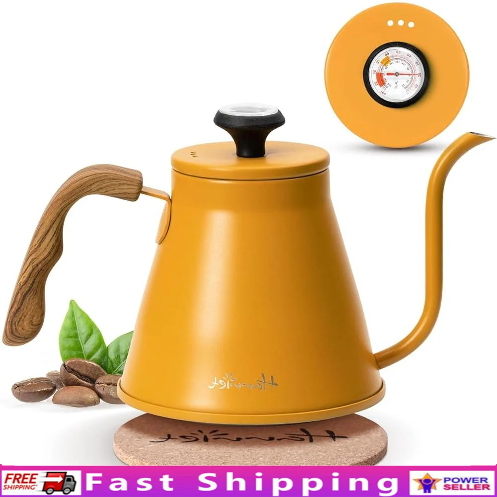 Gooseneck Kettle Stainless Steel Pour Over Coffee Kettle Built-in Thermometer Ergonomic Handle Rapid Boiling Three-Layer Base
Gooseneck Kettle Stainless Steel Pour Over Coffee Kettle Built-in Thermometer Ergonomic Handle Rapid Boiling Three-Layer Base