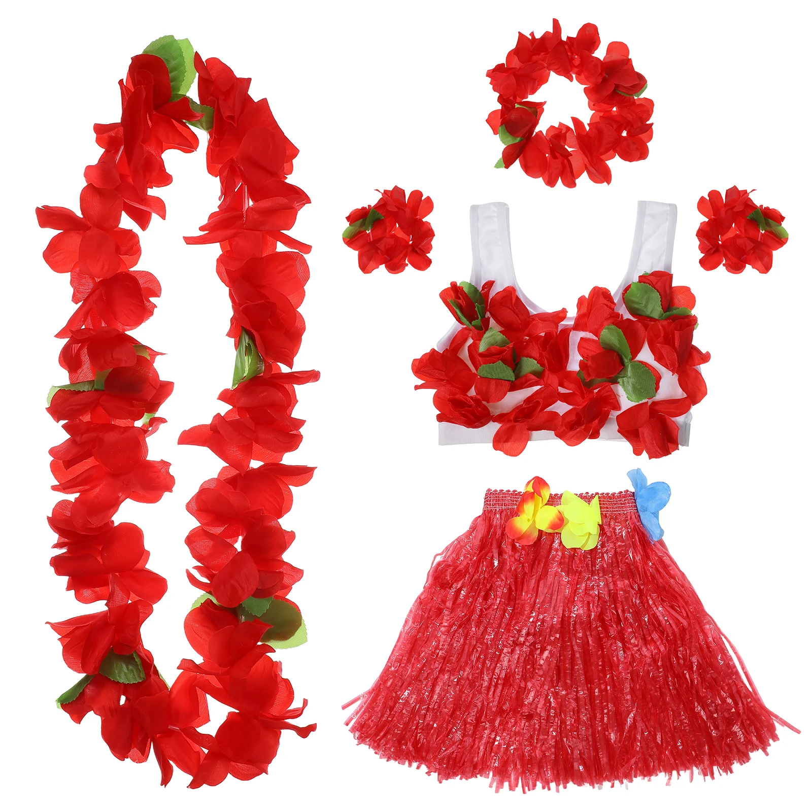 6pcs Girls Dance Costume Tropical Grass Skirt Set Red Color Adjustable Elastic Waistband Kids Hawaiian Party Accessories
6pcs Girls Dance Costume Tropical Grass Skirt Set Red Color Adjustable Elastic Waistband Kids Hawaiian Party Accessories
