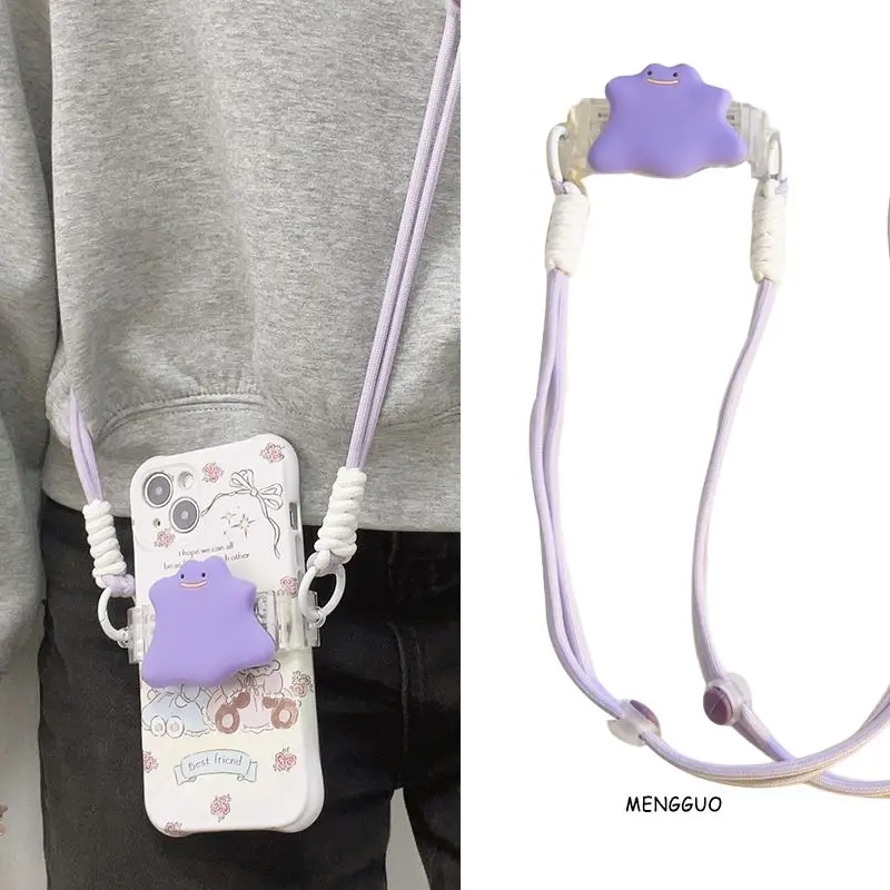 Pokémon cartoon funny purple Ditto phone back clip with neck strap, outdoor crossbody strap, durable side-woven cord
Pokémon cartoon funny purple Ditto phone back clip with neck strap, outdoor crossbody strap, durable side-woven cord