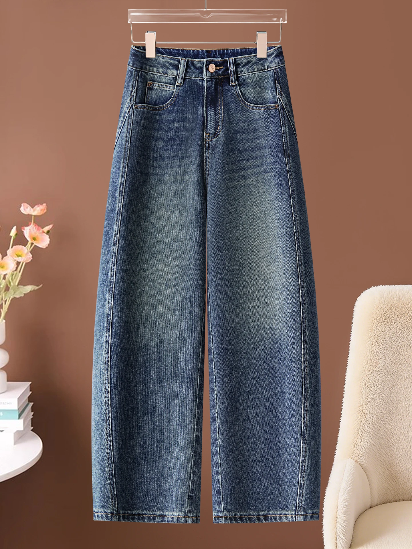 High Waist Wide Leg Fleece Lined Lazy Style Women's Jeans Spring Autumn Winter New Arrival Dreamy Elegant Fashion Design
High Waist Wide Leg Fleece Lined Lazy Style Women's Jeans Spring Autumn Winter New Arrival Dreamy Elegant Fashion Design