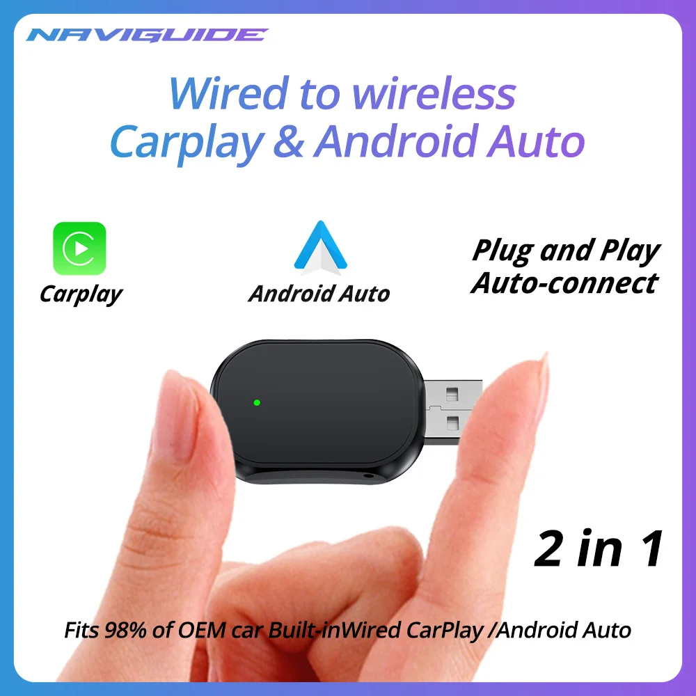 NAVIGUIDE 2 в 1 Автомобильный беспроводной адаптер Carplay Автомобильный проводной к беспроводной смарт-бокса Bluetooth Plug and Play Быстрое подключение Android Box
NAVIGUIDE 2 в 1 Автомобильный беспроводной адаптер Carplay Автомобильный проводной к беспроводной смарт-бокса Bluetooth Plug and Play Быстрое подключение Android Box