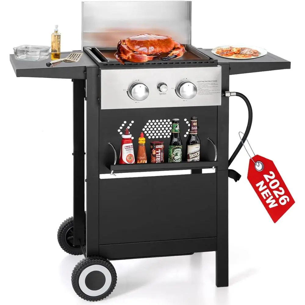 Dual-Function Propane Gas Grill with Cast Iron Plate, 20,000 BTU Portable BBQ for Outdoor Cooking
Dual-Function Propane Gas Grill with Cast Iron Plate, 20,000 BTU Portable BBQ for Outdoor Cooking