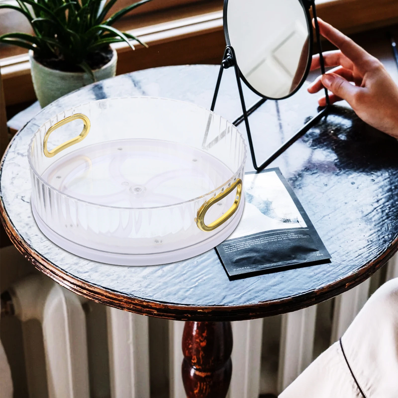 Rotating Storage Tray Clear Makeup ganizer Skin Care Holder Desk Perfume Case Seasoning Container Transparent Display Storage
Rotating Storage Tray Clear Makeup ganizer Skin Care Holder Desk Perfume Case Seasoning Container Transparent Display Storage