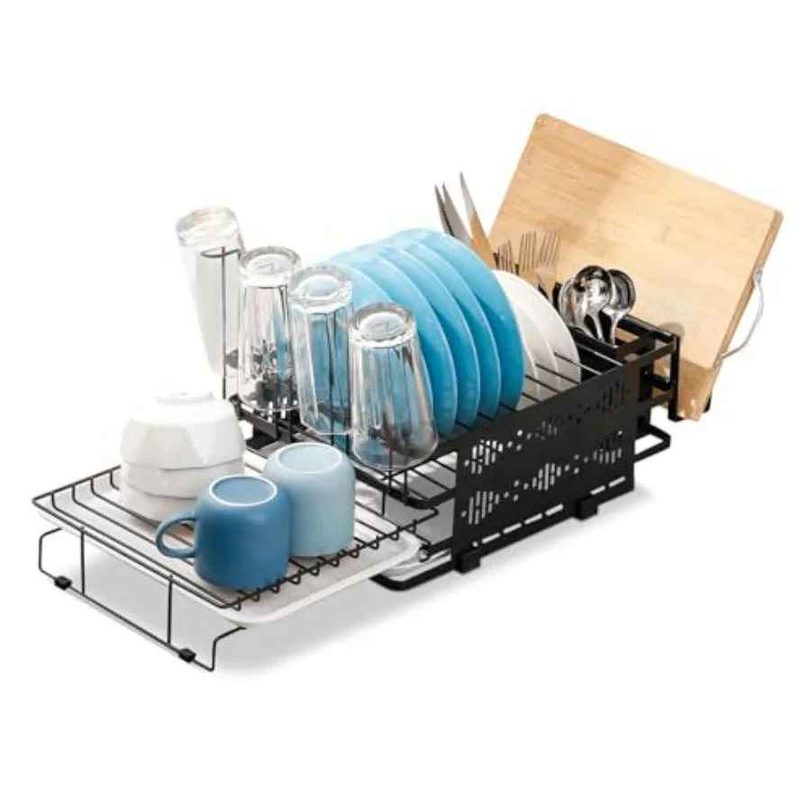 Extendable 2-Tier Dish Drying Rack for Kitchen Counter Large Metal Plate Dryer with Drainboard and Utensil Cup Holders Stainles
Extendable 2-Tier Dish Drying Rack for Kitchen Counter Large Metal Plate Dryer with Drainboard and Utensil Cup Holders Stainles
