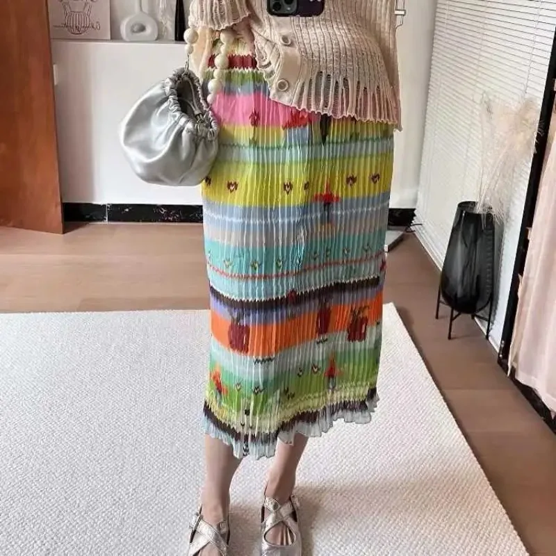 Women's Colorful Striped Print Pleated Skirt High Waist Casual Summer A-line Skirt
Women's Colorful Striped Print Pleated Skirt High Waist Casual Summer A-line Skirt