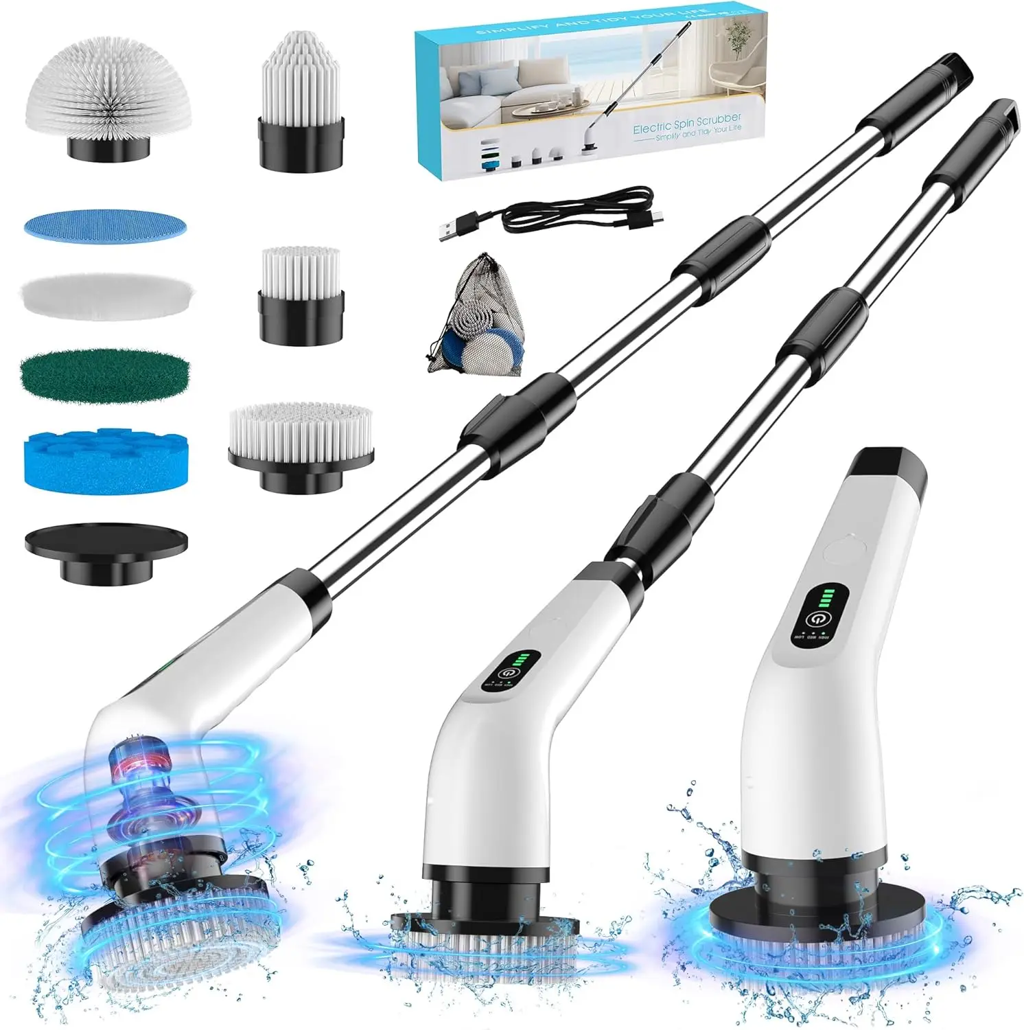 Electric Spin Scrubber, 120Min Cordless Shower Cleaner with 8 Brush Heads, 440 RPM Power Scrubber 3-Speed Adjustable Handle for
Electric Spin Scrubber, 120Min Cordless Shower Cleaner with 8 Brush Heads, 440 RPM Power Scrubber 3-Speed Adjustable Handle for