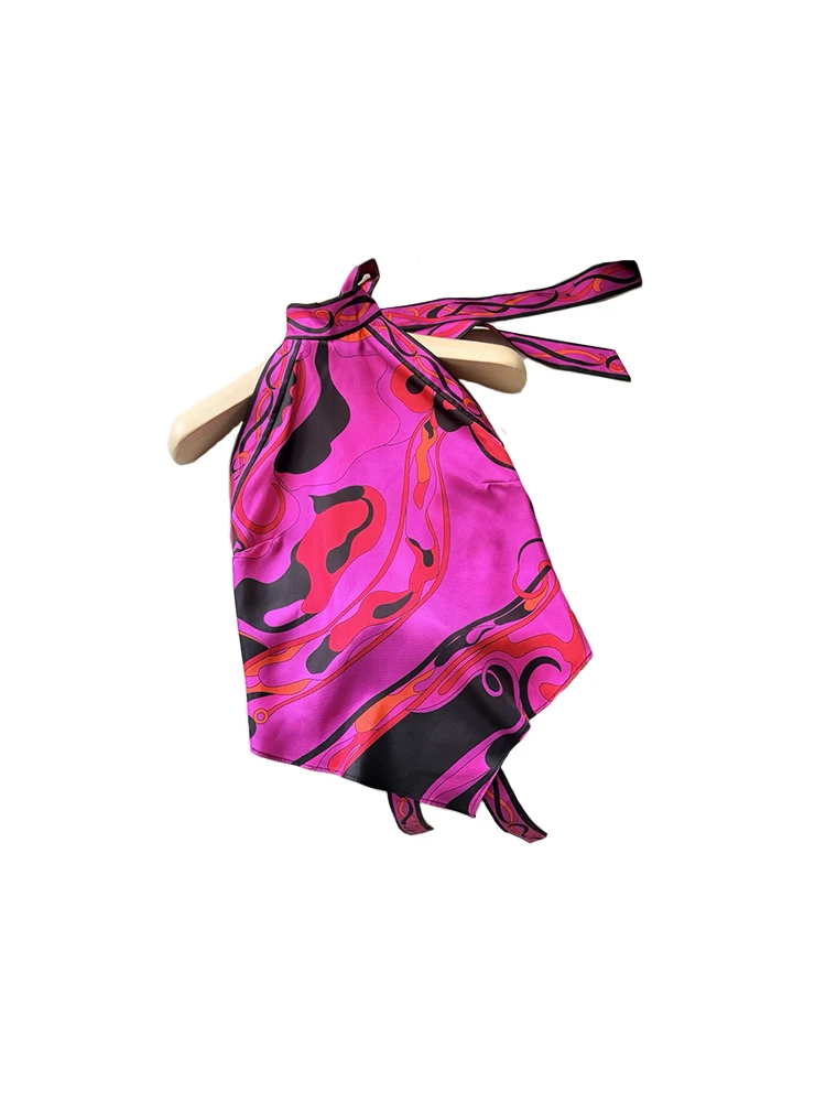 Summer Fashion Resort Casual Vintage Geometric Pattern Print Silk Tops Women's Hang One's Neck Lace-Up Sexy Backless Slim Tops
Summer Fashion Resort Casual Vintage Geometric Pattern Print Silk Tops Women's Hang One's Neck Lace-Up Sexy Backless Slim Tops