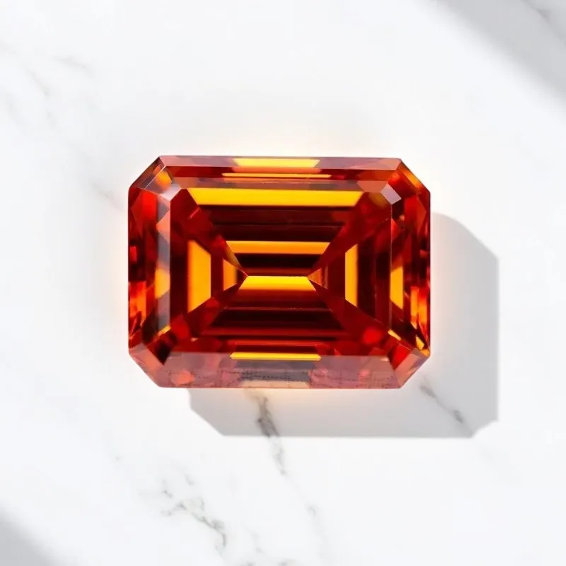 Moissanite Gemstone Emerald Cut Orange Color Lab Grown Diamond Advanced Jewelry Rings Earrings Making With GRA Certificate
Moissanite Gemstone Emerald Cut Orange Color Lab Grown Diamond Advanced Jewelry Rings Earrings Making With GRA Certificate