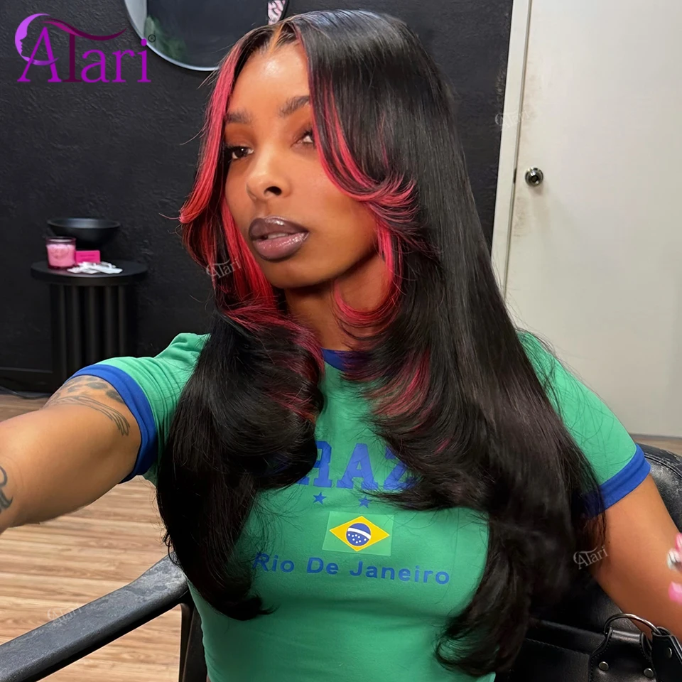 Berry Pink Stripe Human Hair Straight Wig Transparent 13X4 13X6 Lace Frontal Remy Hair Wig Red Pink Highlight Brazilian Hair Wig
Berry Pink Stripe Human Hair Straight Wig Transparent 13X4 13X6 Lace Frontal Remy Hair Wig Red Pink Highlight Brazilian Hair Wig