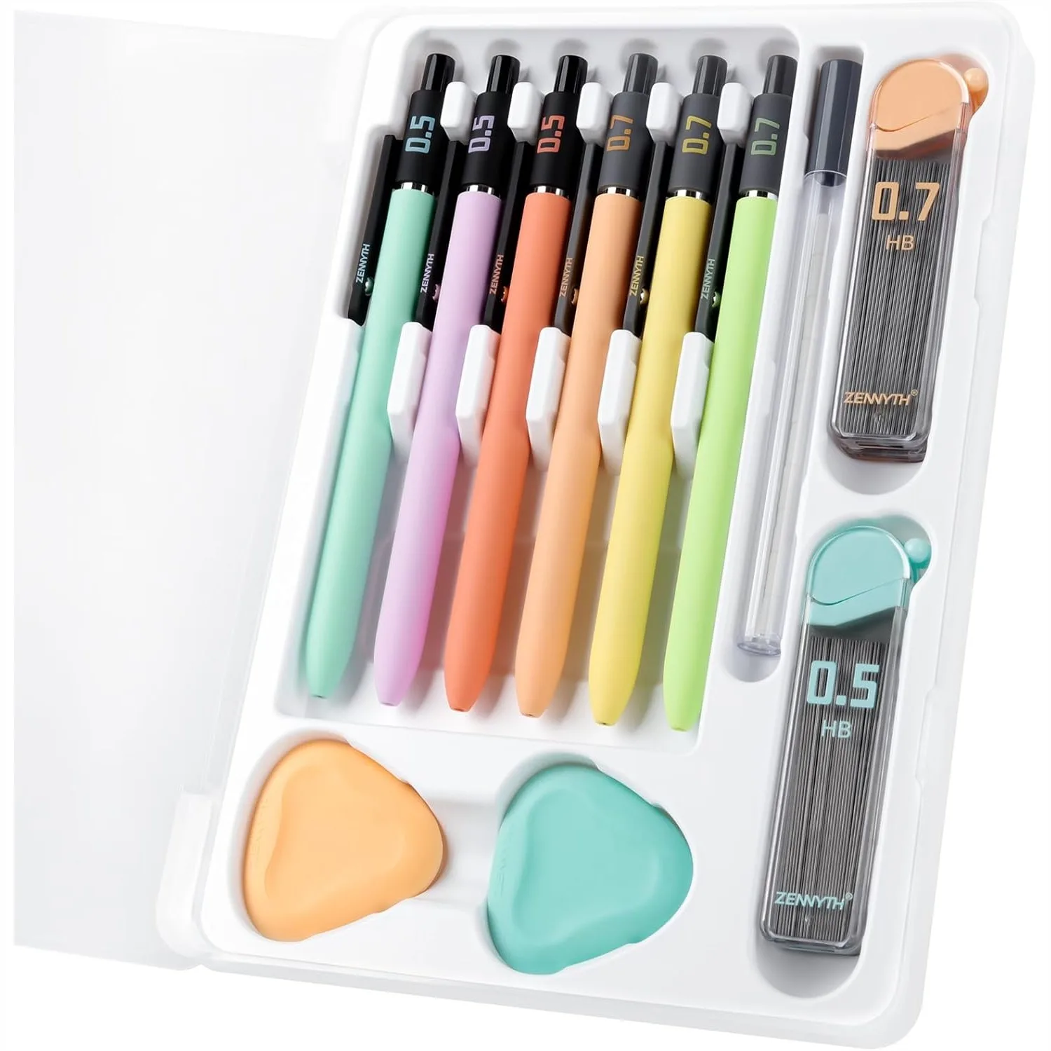 Pastel Mechanical Pencil Set 6 Pack with Case, 0.5mm & 0.7mm Soft Grip Pencils with HB Lead Refills and Erasers for Writing
Pastel Mechanical Pencil Set 6 Pack with Case, 0.5mm & 0.7mm Soft Grip Pencils with HB Lead Refills and Erasers for Writing