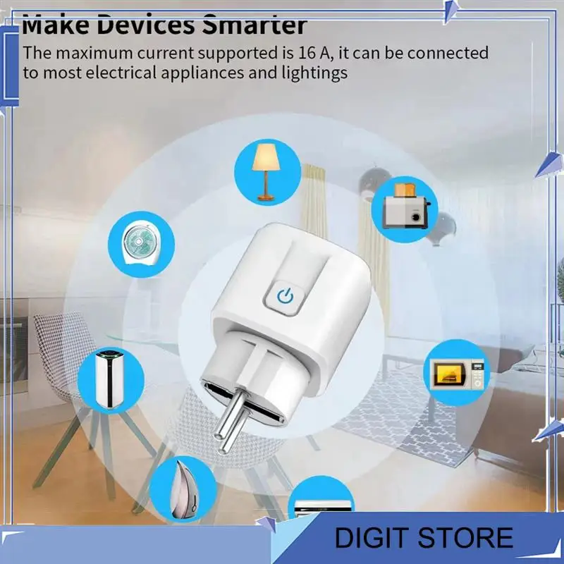 DIGIT-Ewelink Wi-Fi умная розетка с мониторингом мощности умная вилка голосовое управление рабочая вилка европейского стандарта
DIGIT-Ewelink Wi-Fi умная розетка с мониторингом мощности умная вилка голосовое управление рабочая вилка европейского стандарта