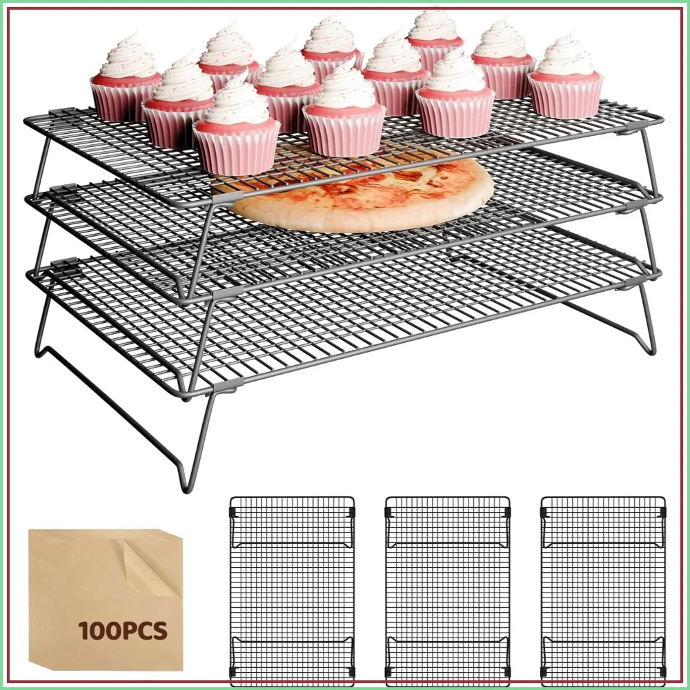 3 Layer Detachable Collapsible Cooling Racks, 17x11 Inch Stackable Wire Rack for Cookies, Bread
3 Layer Detachable Collapsible Cooling Racks, 17x11 Inch Stackable Wire Rack for Cookies, Bread