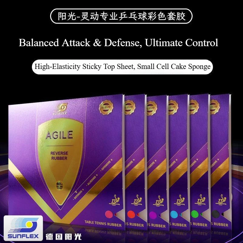 SUNFLEX AGILE Colorful Table Tennis Rubber Sheet Pips-In Tacky Light & Soft Ping Pong Rubber with Cake Sponge ITTF Approved
SUNFLEX AGILE Colorful Table Tennis Rubber Sheet Pips-In Tacky Light & Soft Ping Pong Rubber with Cake Sponge ITTF Approved