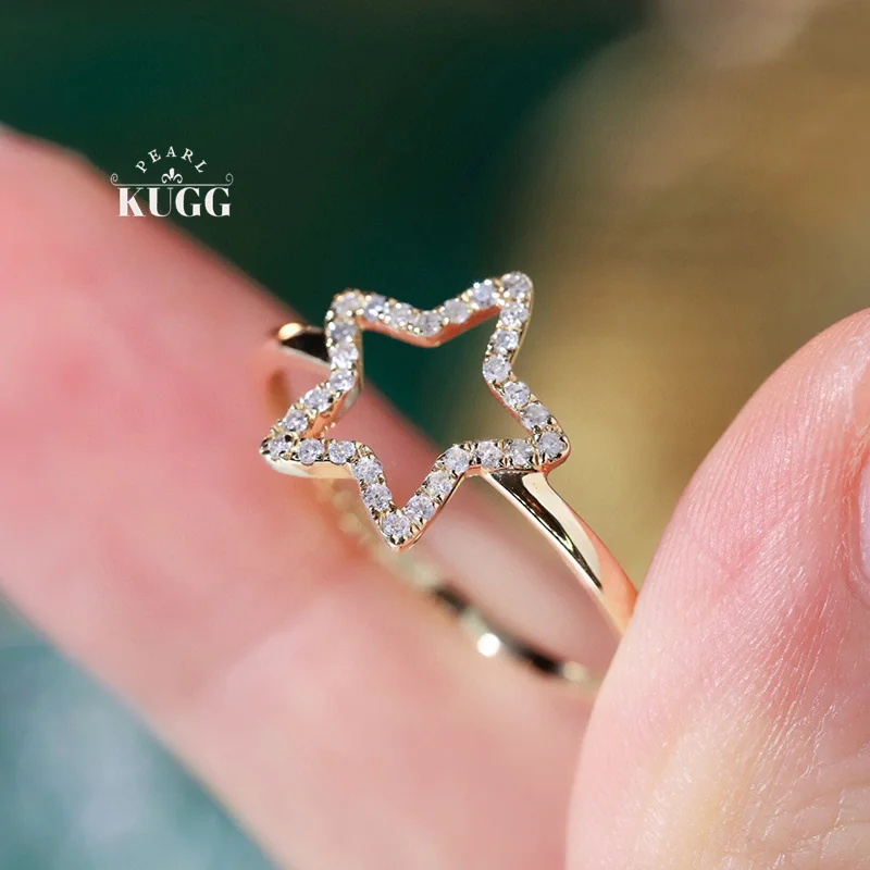 KUGG 100% 18K Yellow Gold Rings Romantic Star Shape Real Natural Diamond Engagement Ring for Women High Anniversary Gift
KUGG 100% 18K Yellow Gold Rings Romantic Star Shape Real Natural Diamond Engagement Ring for Women High Anniversary Gift