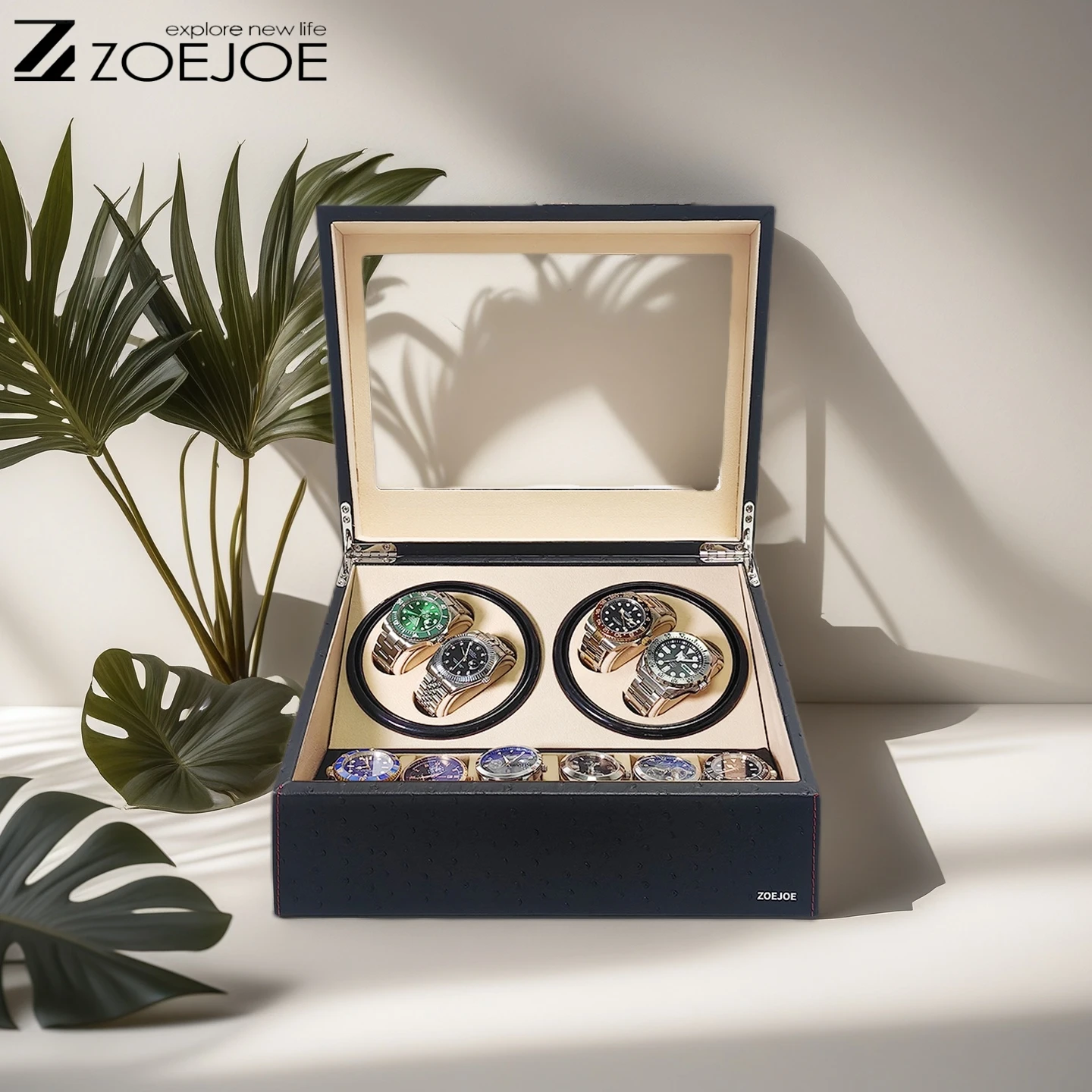 ZOEJOE Automatic 4+6 slots Watch Winder Quiet Motor Low Noise Watch Storage Box US Plug With Clear Cover Gifts For Friends
ZOEJOE Automatic 4+6 slots Watch Winder Quiet Motor Low Noise Watch Storage Box US Plug With Clear Cover Gifts For Friends