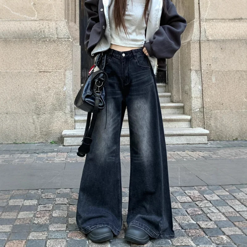 American Style New High Waist Denim Long Pants for Women, Washed Design, Large Hem, Loose Wide Leg, Floor-Length Pants
American Style New High Waist Denim Long Pants for Women, Washed Design, Large Hem, Loose Wide Leg, Floor-Length Pants