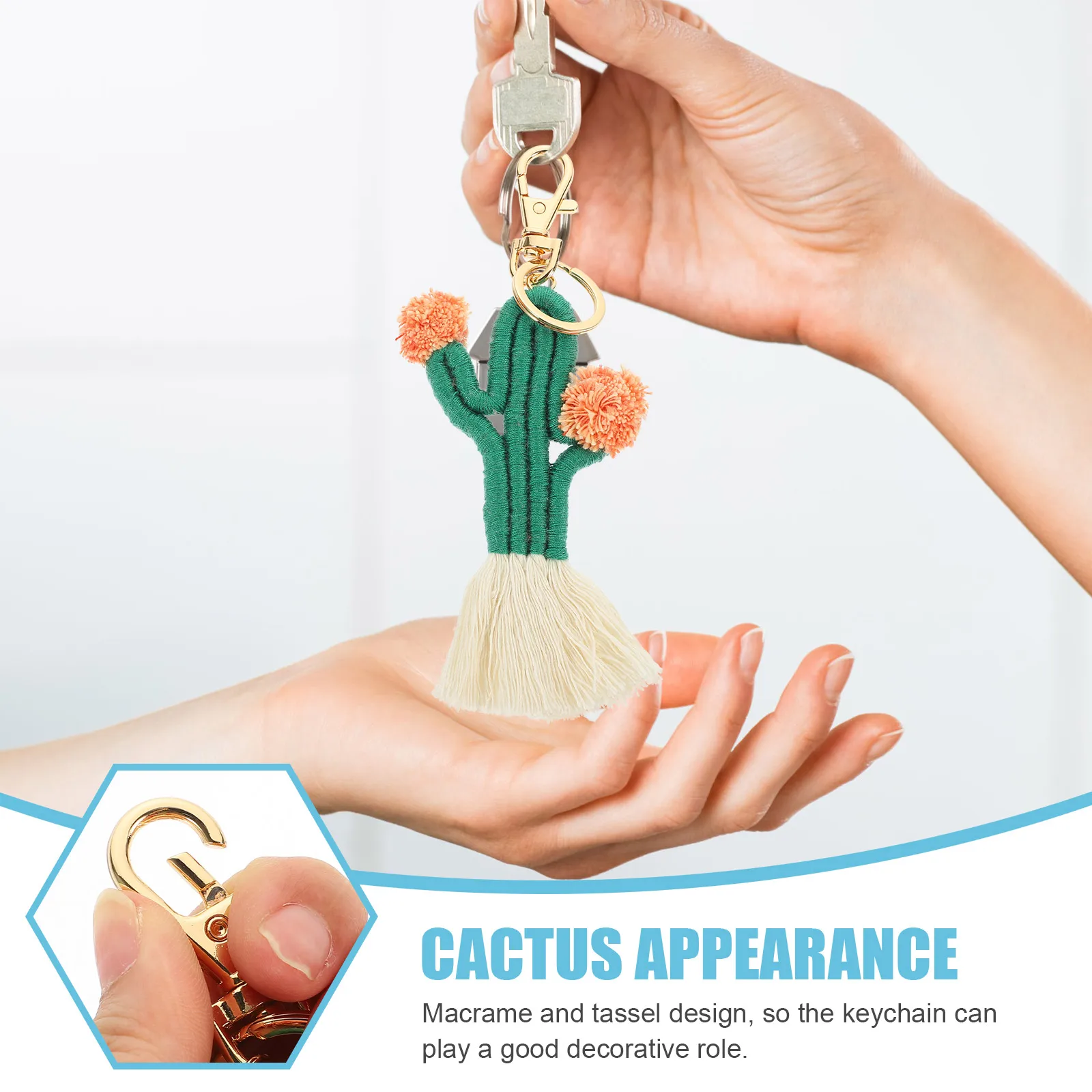 Adorable Handwoven Cactus Keyring Lovely Bag Ornament Pendant Tassel Keychain Macrame Design Western Style Unique Accessories
Adorable Handwoven Cactus Keyring Lovely Bag Ornament Pendant Tassel Keychain Macrame Design Western Style Unique Accessories