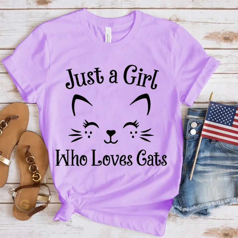 Funny Just A Girl Who Loves Cats Print T-Shirt Just A Girl Who Loves Cats Graphic Print T Shirt Women Short Sleeve Tees
Funny Just A Girl Who Loves Cats Print T-Shirt Just A Girl Who Loves Cats Graphic Print T Shirt Women Short Sleeve Tees