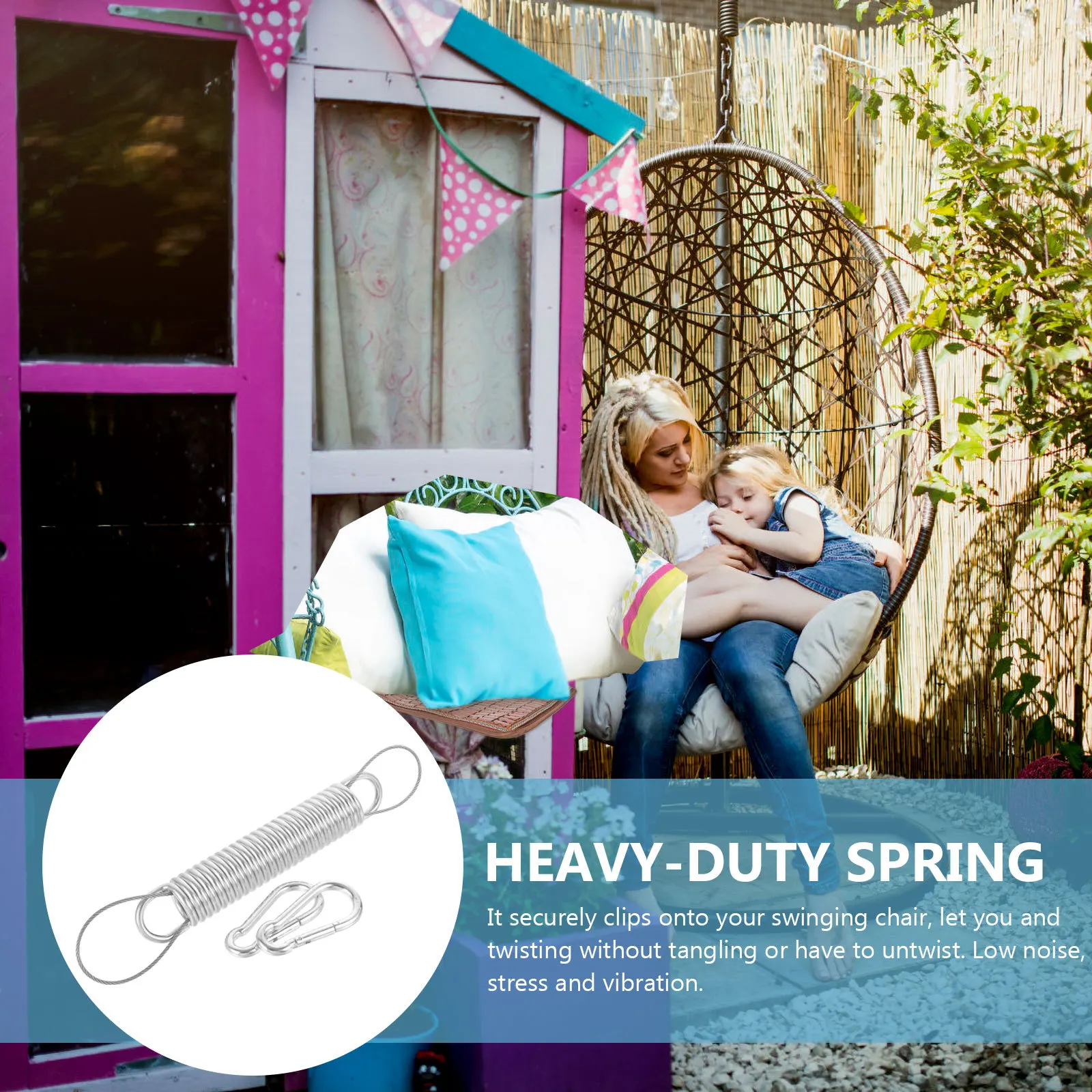 1Set Hammock Spring Kit Heavy Duty Stainless Steel Swing Chair Hanging Tool Porch Swing Fixing Spring Set Low Noise Vibration
1Set Hammock Spring Kit Heavy Duty Stainless Steel Swing Chair Hanging Tool Porch Swing Fixing Spring Set Low Noise Vibration