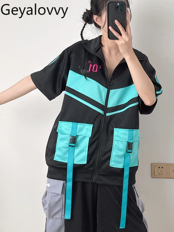 Big Pocket Color Matching Stand-up Collar Short-sleeved Sweatshirt Japanese Harajuku Wind Mine Printed Versatile Zipper Tops
Big Pocket Color Matching Stand-up Collar Short-sleeved Sweatshirt Japanese Harajuku Wind Mine Printed Versatile Zipper Tops