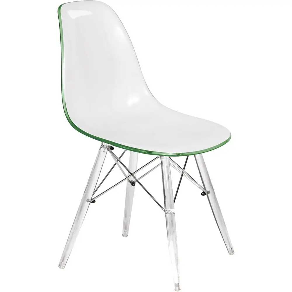 Molded Dining Chair with Chrome Base and Acrylic Legs, Ergonomic Curved Seat for Accent or Living Room, Available in White, Gree
Molded Dining Chair with Chrome Base and Acrylic Legs, Ergonomic Curved Seat for Accent or Living Room, Available in White, Gree
