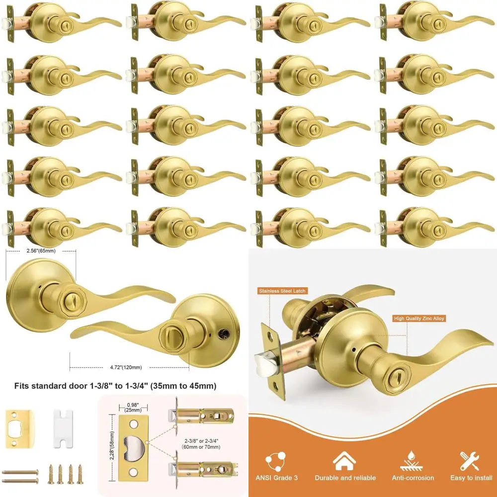 10-Pack Gold Door Handles for Interior and Privacy, Suitable for Bedrooms and Bathrooms
10-Pack Gold Door Handles for Interior and Privacy, Suitable for Bedrooms and Bathrooms