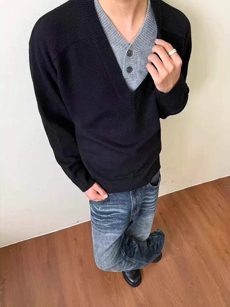 Вязаный свитер с V-образным вырезом, однотонный, с контрастными вставками, в стиле кэжуал, для мужчин и женщин, осенне-зимний, новый, Cleanfit, для повседневной носки, парная одежда
Вязаный свитер с V-образным вырезом, однотонный, с контрастными вставками, в стиле кэжуал, для мужчин и женщин, осенне-зимний, новый, Cleanfit, для повседневной носки, парная одежда