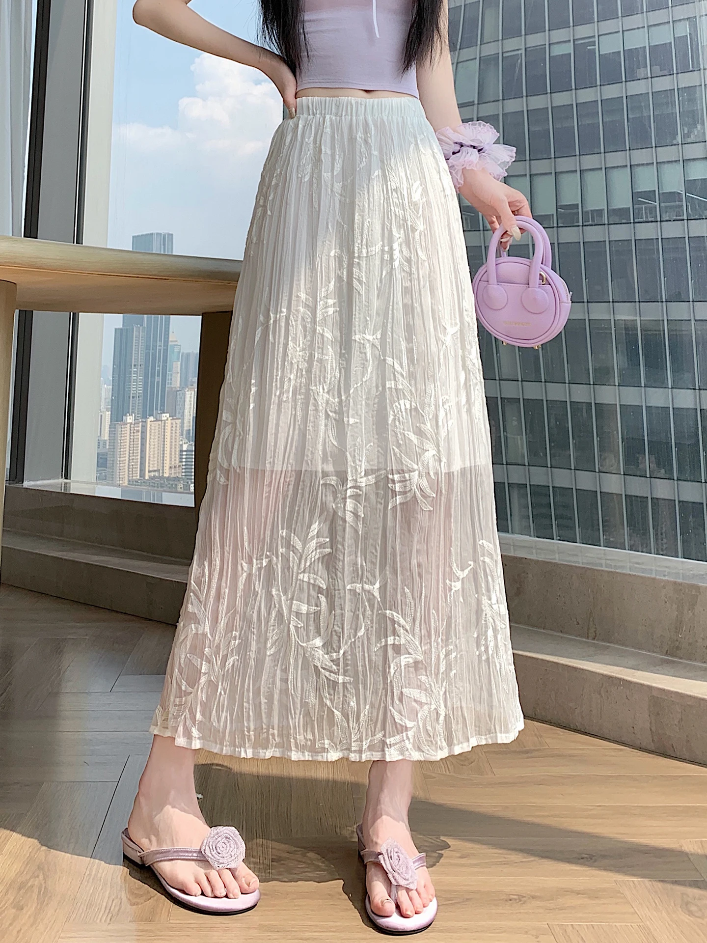 High Waist A-Line Midi Skirt Women's Summer Slimming Pleated Back Split Straight Stitching Korean Style Commute Half Body Skirt
High Waist A-Line Midi Skirt Women's Summer Slimming Pleated Back Split Straight Stitching Korean Style Commute Half Body Skirt