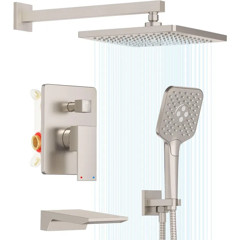 Gabrylly Shower System with Tub Spout, Wall Mounted Tub Shower Faucet Set 10" Rain Shower head and 3-Setting Handheld Head Set
Gabrylly Shower System with Tub Spout, Wall Mounted Tub Shower Faucet Set 10" Rain Shower head and 3-Setting Handheld Head Set