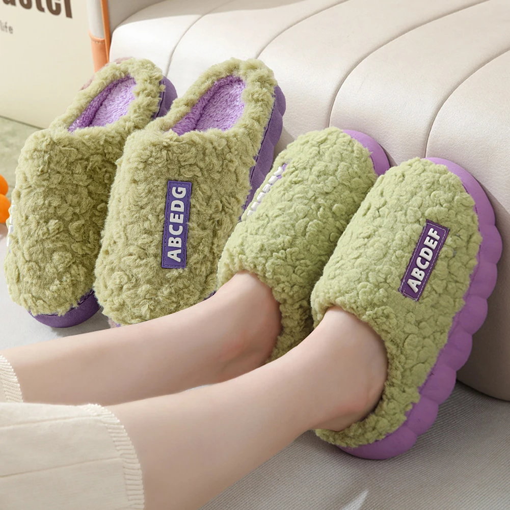 Contrast Color Slippers Anti Slip Closed Toe Slippers Breathable Thermal Couple Slippers Fluffy Home Slippers for Indoor Bedroom
Contrast Color Slippers Anti Slip Closed Toe Slippers Breathable Thermal Couple Slippers Fluffy Home Slippers for Indoor Bedroom