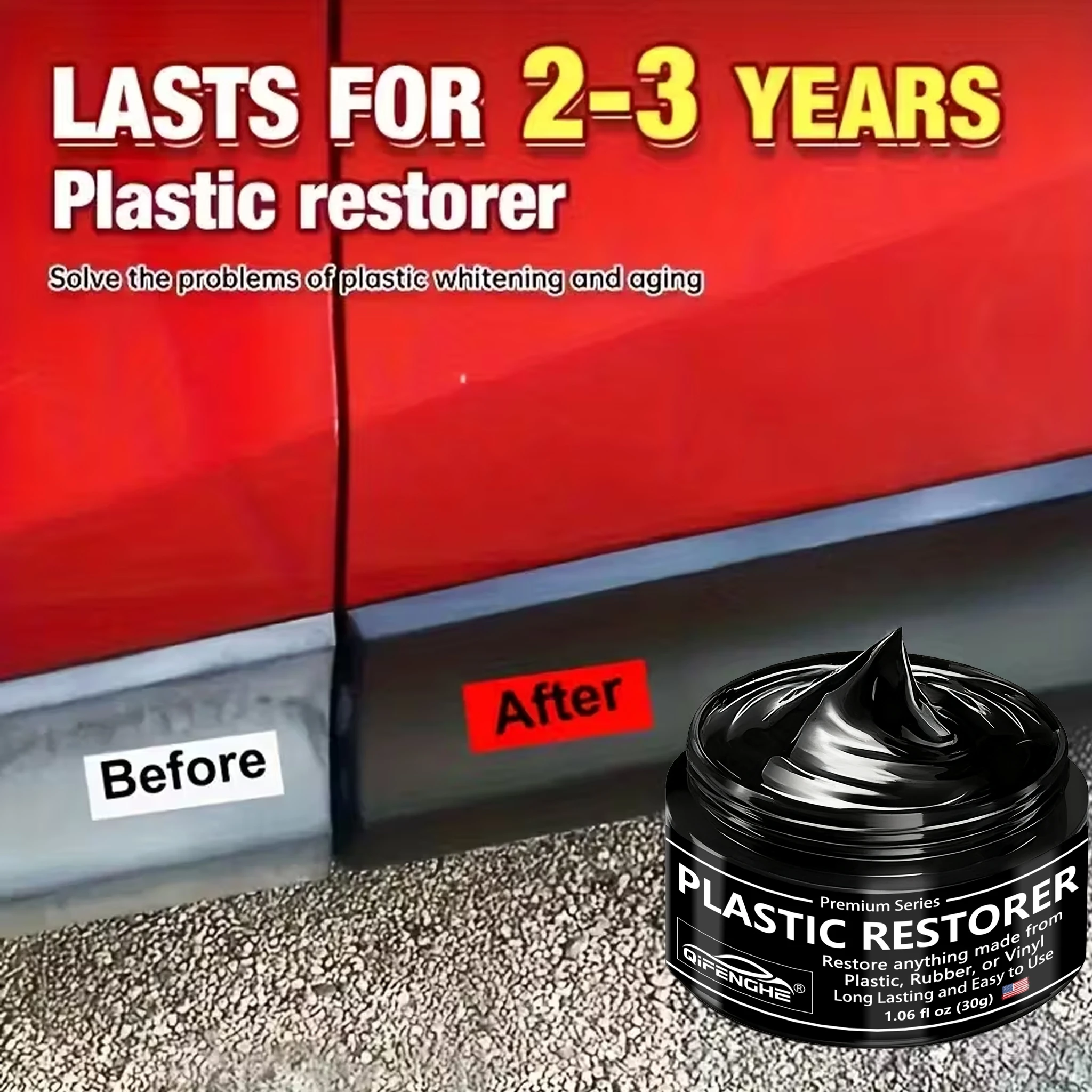 Plastic Restorer, Car Plastic/Rubber/Vinyl Revitalizing Coating Agent, Long Lasting Black Trim & Tire Shine Restorer with Applic
Plastic Restorer, Car Plastic/Rubber/Vinyl Revitalizing Coating Agent, Long Lasting Black Trim & Tire Shine Restorer with Applic