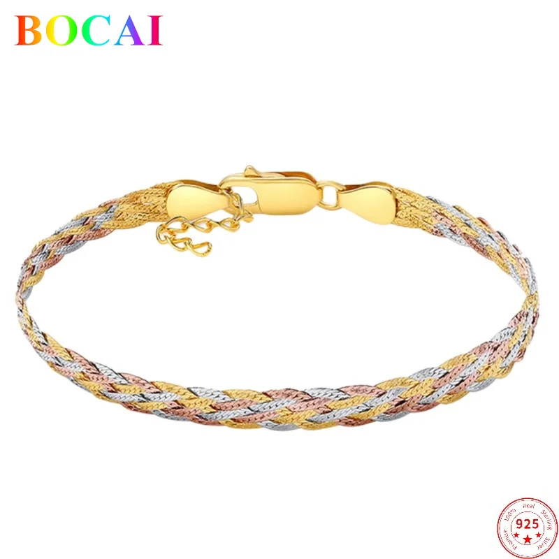BOCAI Real S925 Sterling Silver Bracelet 2022 Fashion Classic Women's Tricolor Braided Hand Chain Pure Argentum Jewelry
BOCAI Real S925 Sterling Silver Bracelet 2022 Fashion Classic Women's Tricolor Braided Hand Chain Pure Argentum Jewelry