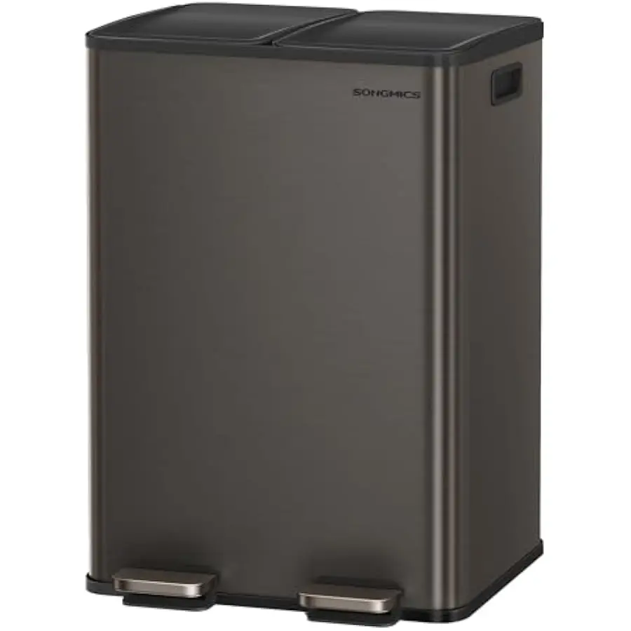 SONGMICS Trash Can, 2 x 8 Gallon (2 x 30 L) Dual-Compartment Garbage Can with Soft-Close Lid, Pedal and Inner Buckets, Stainless
SONGMICS Trash Can, 2 x 8 Gallon (2 x 30 L) Dual-Compartment Garbage Can with Soft-Close Lid, Pedal and Inner Buckets, Stainless