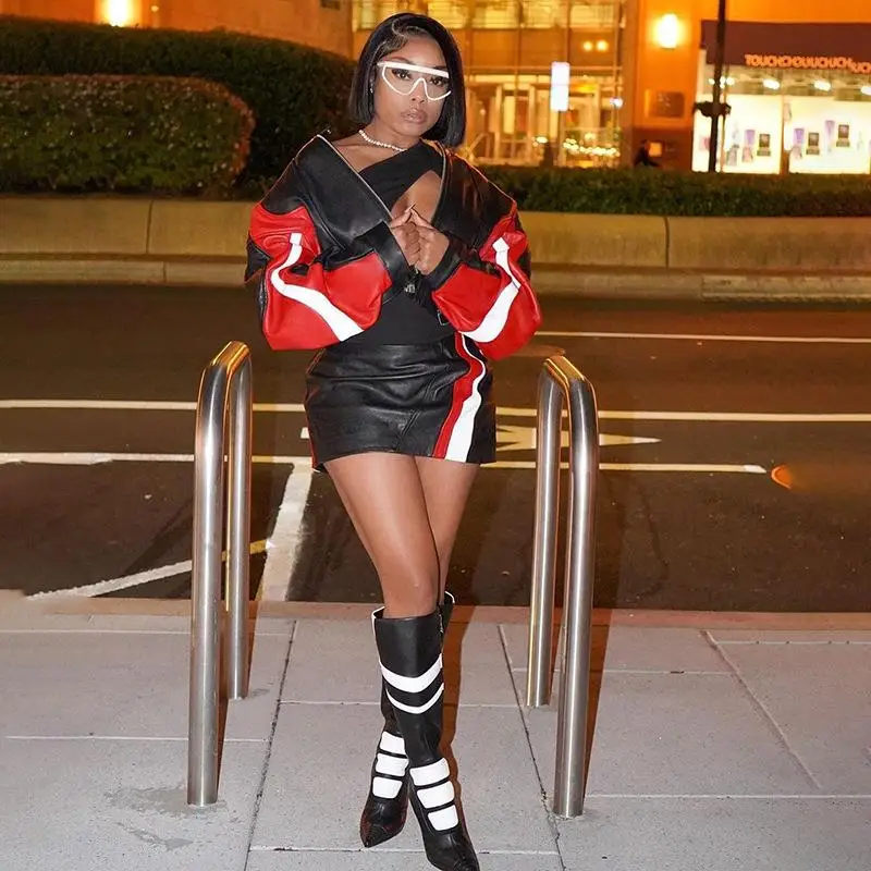 Faionable Motorcycle Sle PU Leather Jaet Women's Slim Fit round Ne ort Coat Autumn Winter New Arrival Color Blo
Faionable Motorcycle Sle PU Leather Jaet Women's Slim Fit round Ne ort Coat Autumn Winter New Arrival Color Blo