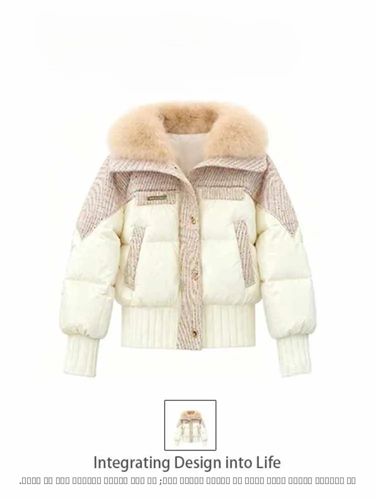 Women's down Cotton Jacket Coat Loose Thickened Fur Collar Fill Cotton Winter New Style Fashionable White Outwear Coat
Women's down Cotton Jacket Coat Loose Thickened Fur Collar Fill Cotton Winter New Style Fashionable White Outwear Coat