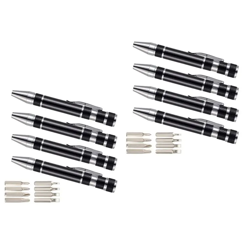 PZHI-8 Pcs Pen Screwdriver Handy Tool Eight In One Magnetic Pocket Screwdriver Multi-Function Mini Gadgets Repair Tools (Black)
PZHI-8 Pcs Pen Screwdriver Handy Tool Eight In One Magnetic Pocket Screwdriver Multi-Function Mini Gadgets Repair Tools (Black)