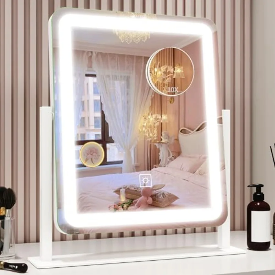 Vanity Mirror with Lights, 12.6x15 LED Makeup Mirror with Lights, Smart Touch Control 3 Color Dimmable, Lighted Desk Mirror for
Vanity Mirror with Lights, 12.6x15 LED Makeup Mirror with Lights, Smart Touch Control 3 Color Dimmable, Lighted Desk Mirror for