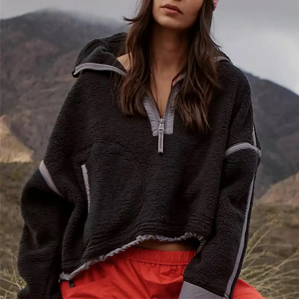 Women Sweatshirt Winter Sweatshirt Cozy Color Matching Patchwork Women's Sweatshirt with Thick Plush Long Sleeve Zipper for Fall
Women Sweatshirt Winter Sweatshirt Cozy Color Matching Patchwork Women's Sweatshirt with Thick Plush Long Sleeve Zipper for Fall