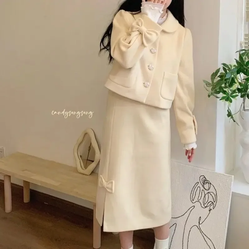 Insozkdg Sweet Women Suit Skirt Set 2024 Milk Yellow Korean Style Autumn Winter Bow-tie Suit Coat Top + Long Skirt Two-piece Set
Insozkdg Sweet Women Suit Skirt Set 2024 Milk Yellow Korean Style Autumn Winter Bow-tie Suit Coat Top + Long Skirt Two-piece Set